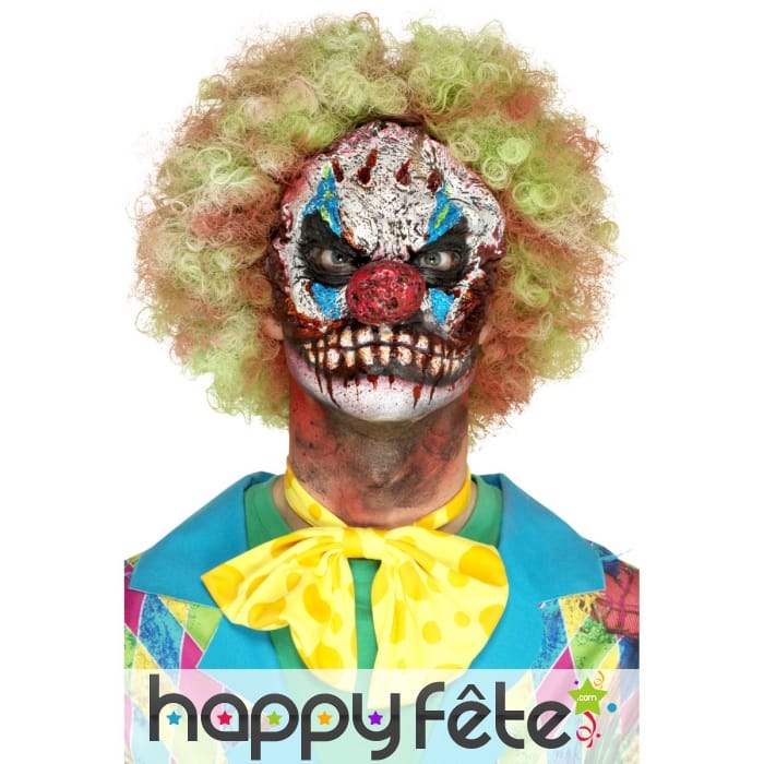 Prothèse visage de clown horrible, mousse de latex