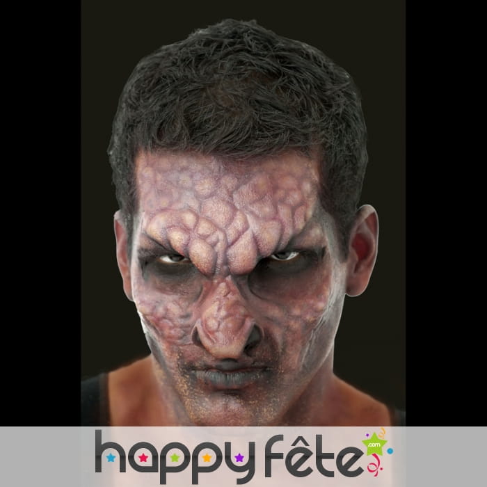 Prothèse visage de lézard, en mousse