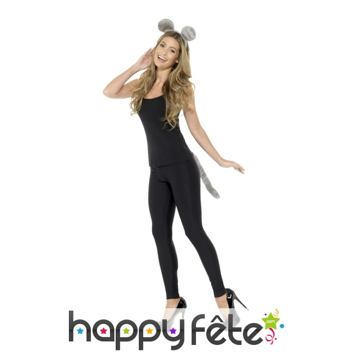 Queue et oreilles de souris grise sur serre tête