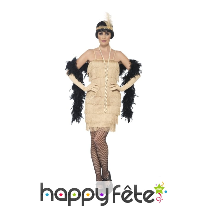 Robe années 20 à franges dorées, flappers