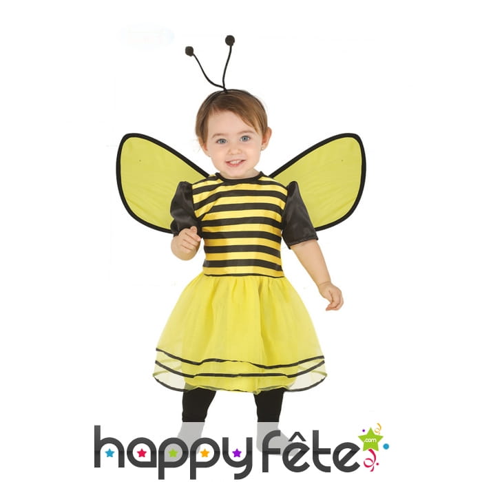 Robe abeille avec ailes et antennes pour bébé