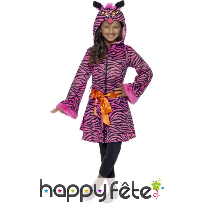 Robe à capuche zèbre rose