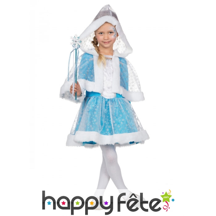 Robe avec cape de princesse des neiges pour enfant