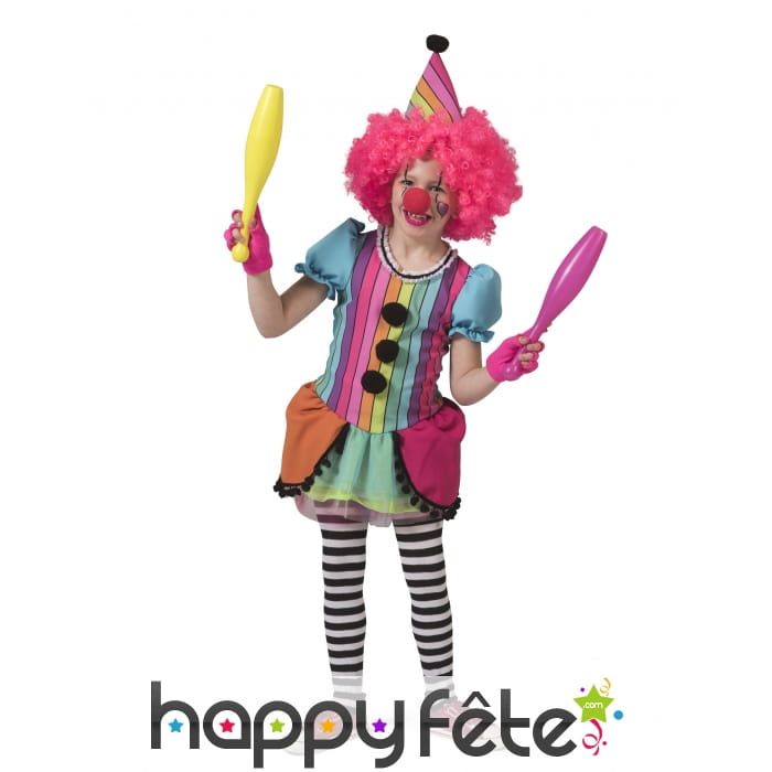 Robe arc-en-ciel de clown pour enfant