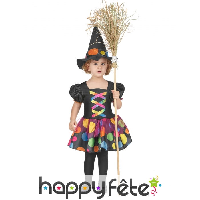 Robe à gros pois d'enfant sorcière