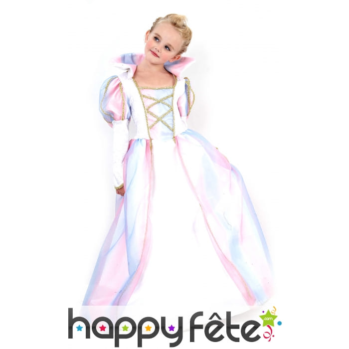 Robe blanche de princesse dégradé rose pour enfant