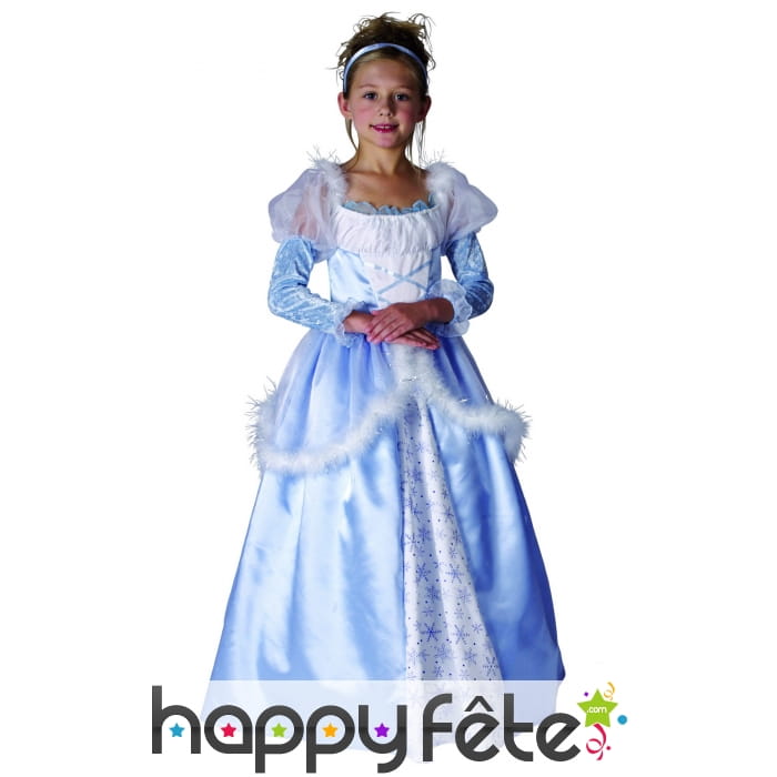 Robe bleue de princesse pour enfant avec froufrous