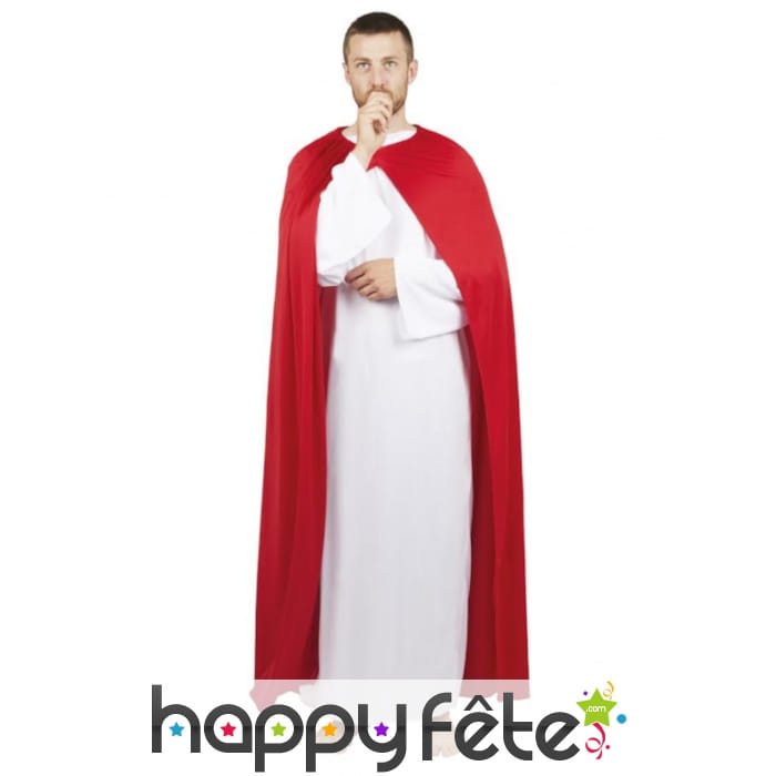 Robe blanche et cape rouge de Jesus pour adulte