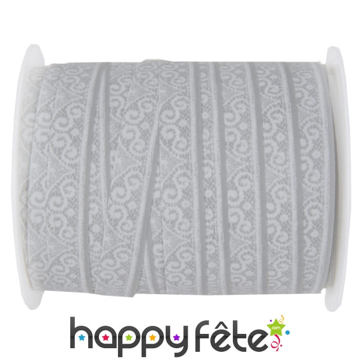 Ruban bolduc en dentelle blanche, 1cm x 25m