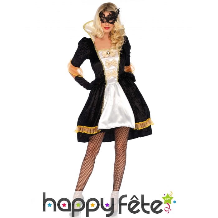 Robe baroque noire or pour femme