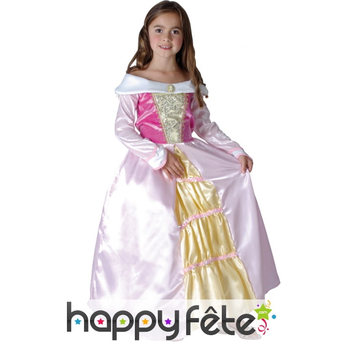 Robe bouffante rose de princesse pour fillette