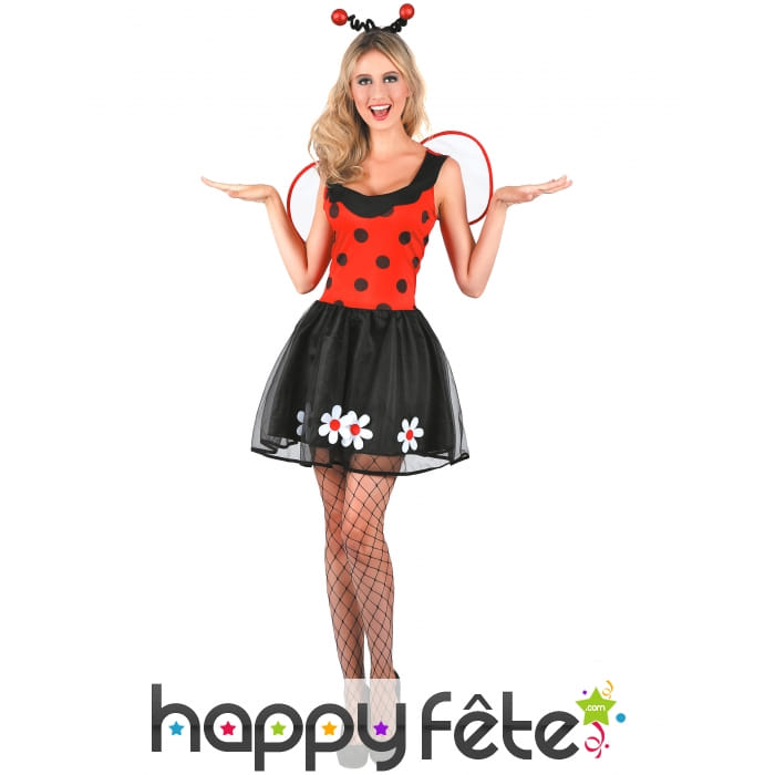 Robe coccinelle avec oreilles et ailes pour adulte