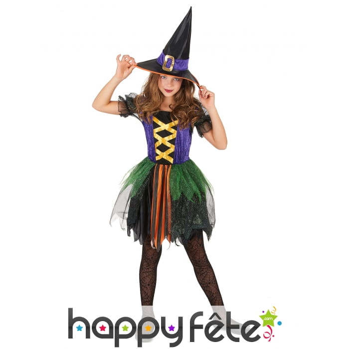 Robe colorée de petite sorcière pour enfant