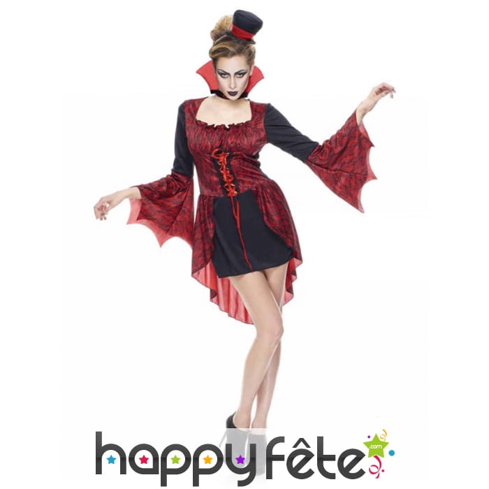 Robe corset de vampiresse rouge à queue de pie