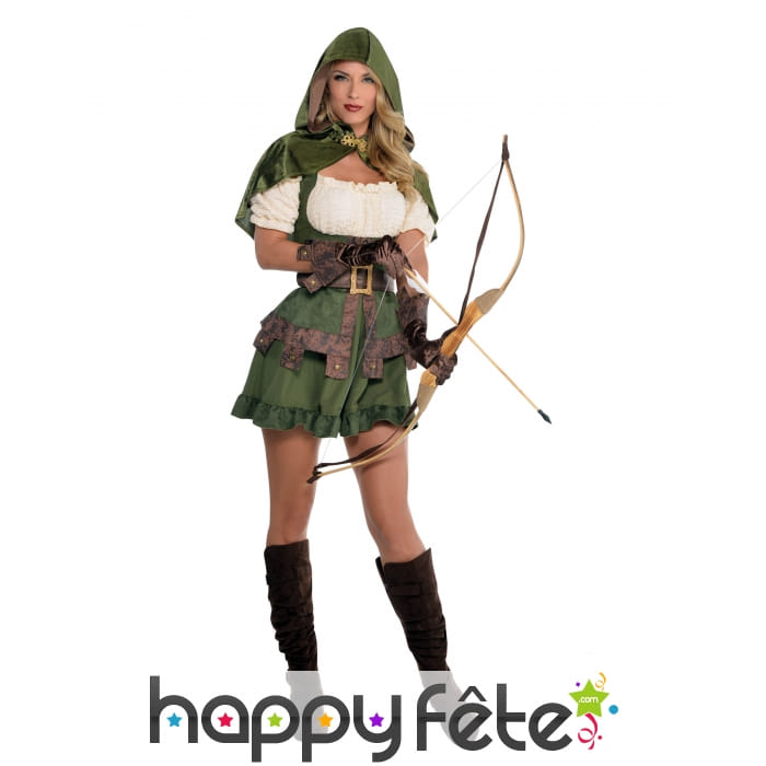 Robe courte d'archer avec capuche pour femme