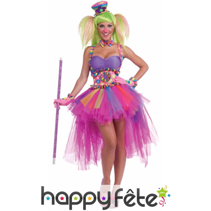 Robe courte de clownette multicolore