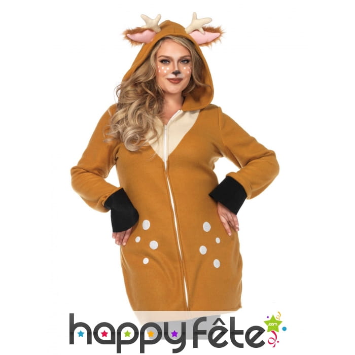 Robe courte de faon marron grande taille