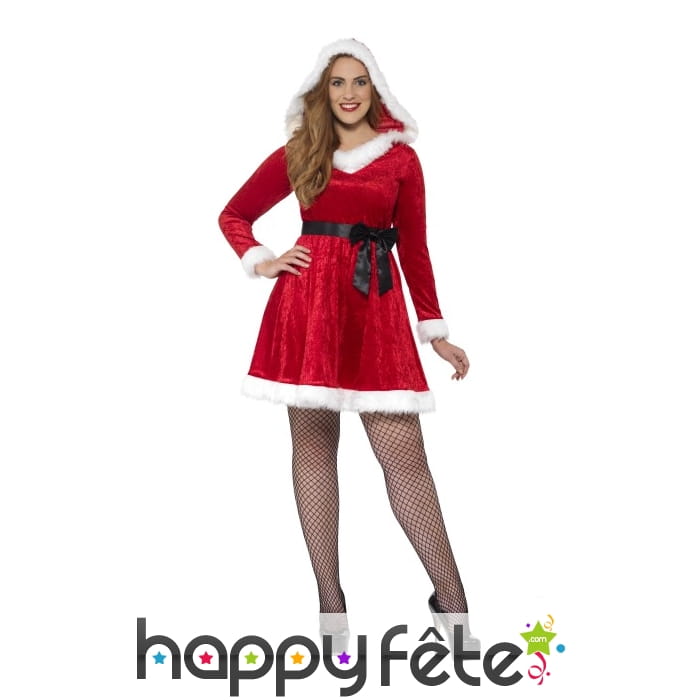 Robe courte de mère Noël à capuche