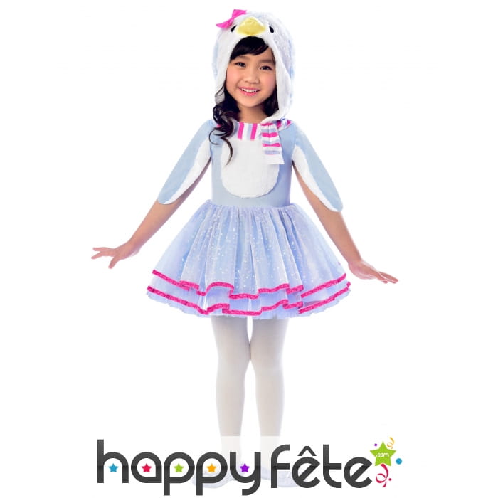 Robe courte de pingouin bleu avec capuche