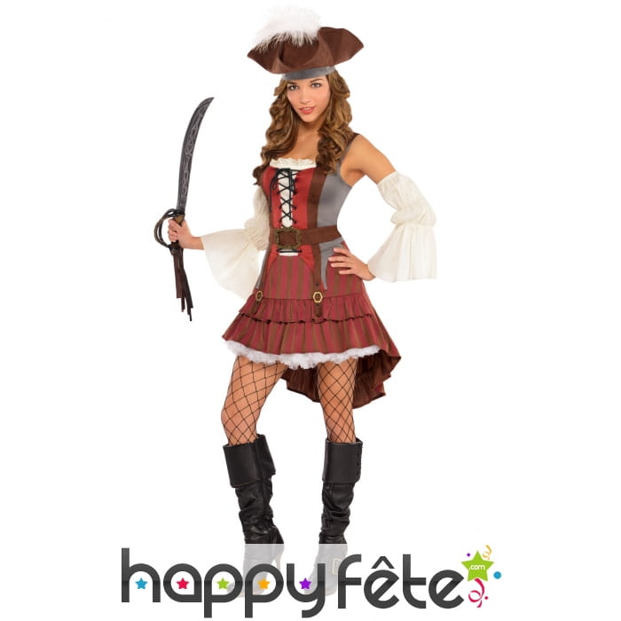 Robe courte de pirate sexy asymétrique pour femme
