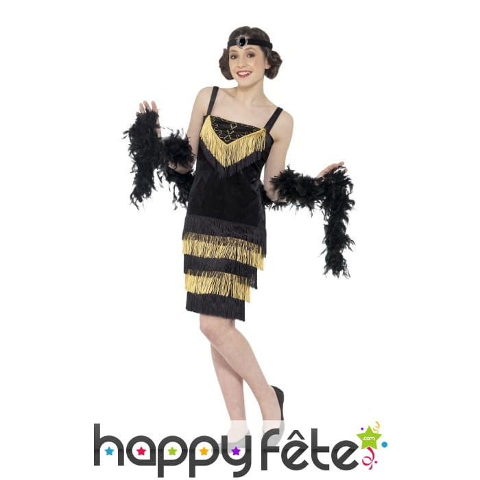 Robe charleston franges dorées pour adolescente