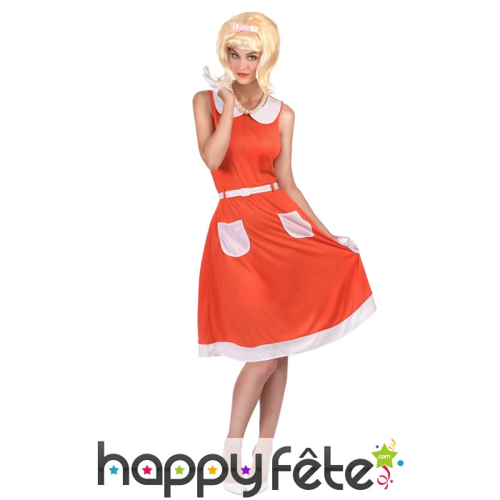 Robe corail femme des années 50