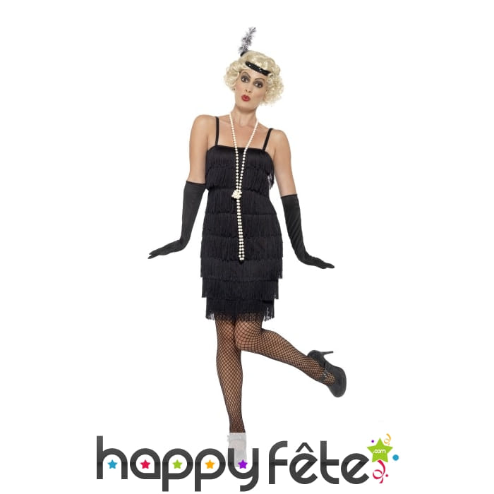 Robe courte noire charleston à franges