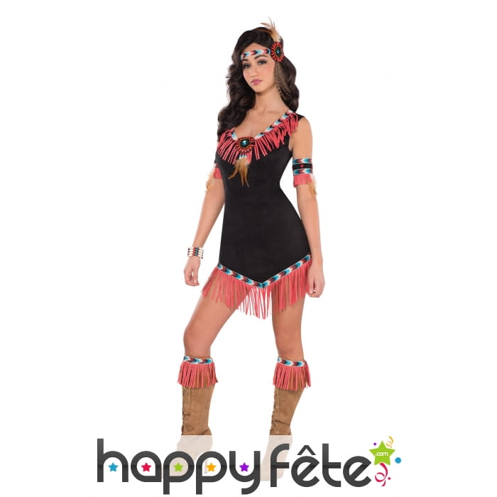 Robe courte noire moulante d'indienne sexy, femme