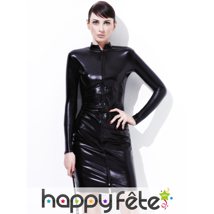 Robe crayon noir imitation cuir