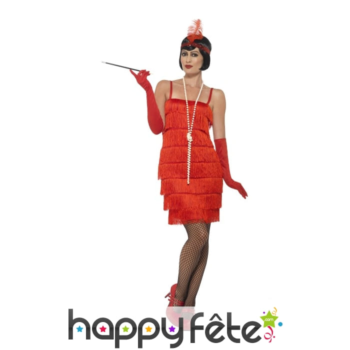 Robe courte rouge à franges style charleston