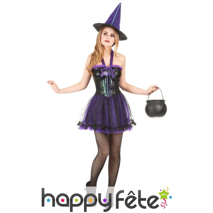 Robe courte violette de sorcière avec tulle