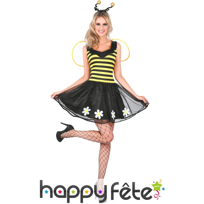 Robe d'abeille avec ailes et serre-tête, femme
