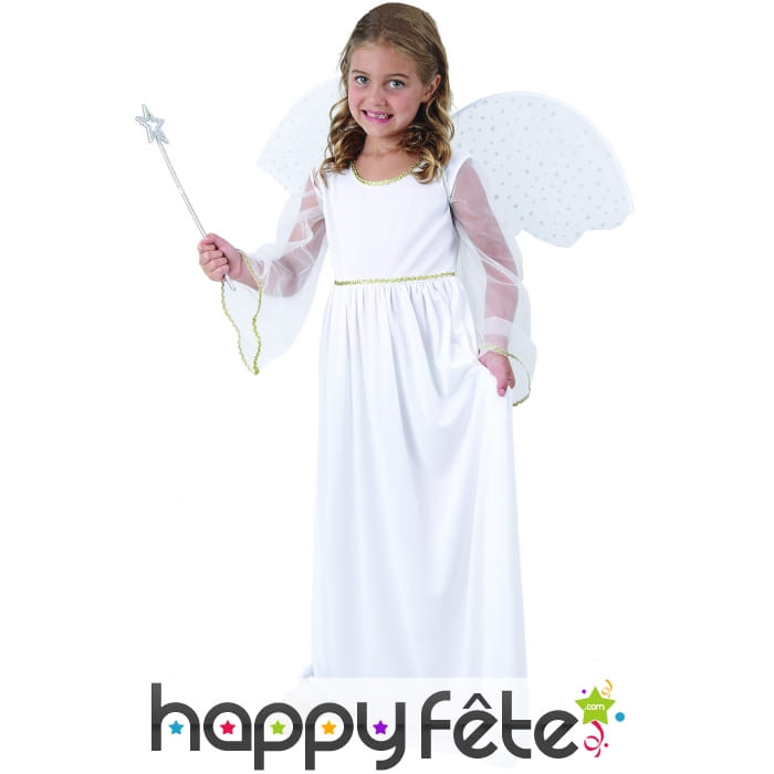 Robe d'ange blanc avec ailes pour enfant