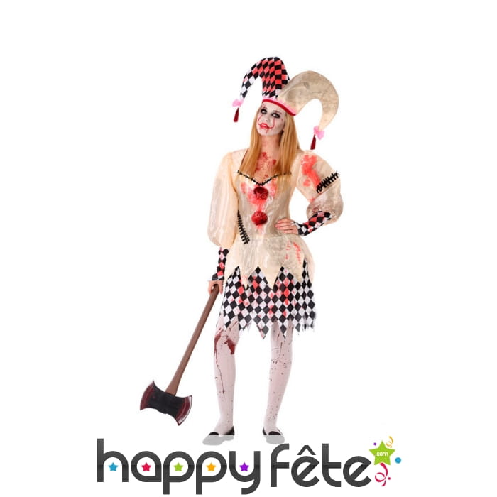 Robe d'arlequin tâchée de sang pour adulte