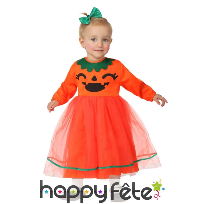Robe de bébé citrouille avec tulle