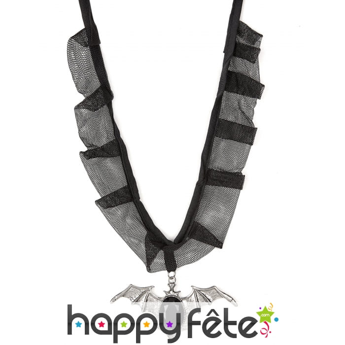 Ras de cou chauve-souris noir et argent