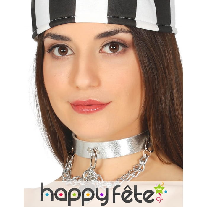 Ras de cou de prisonnière argenté