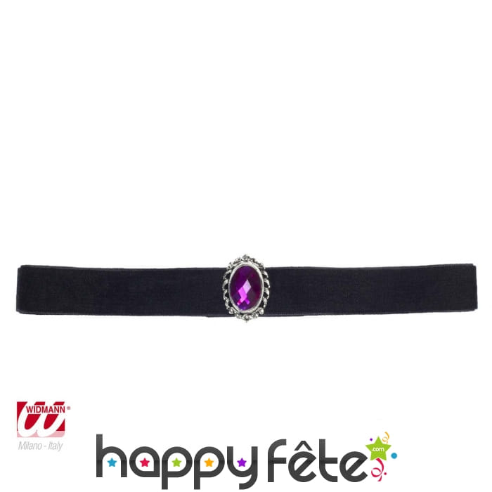 Ras de cou noir pierre violette