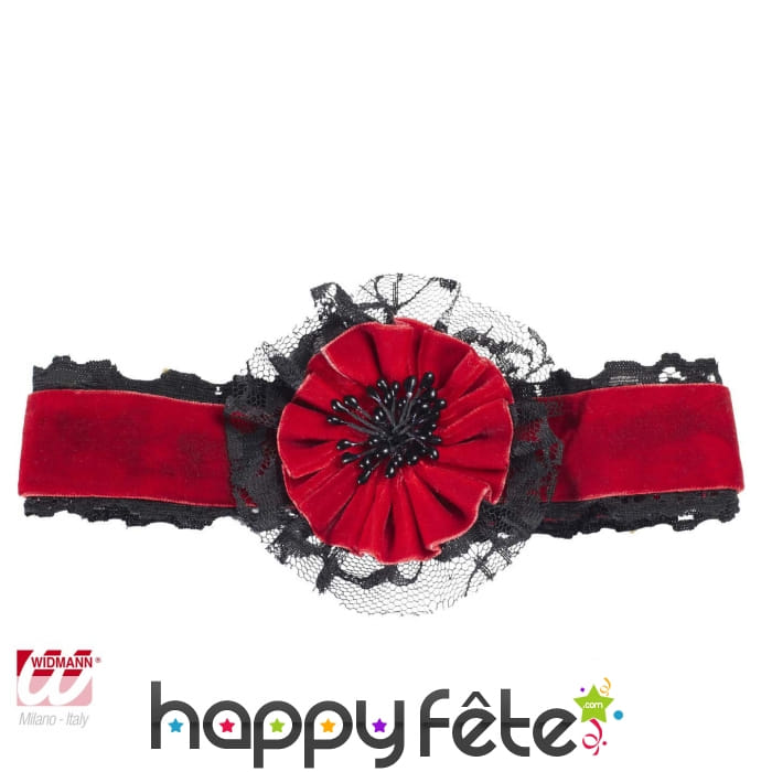 Ras de cou rouge avec fleur