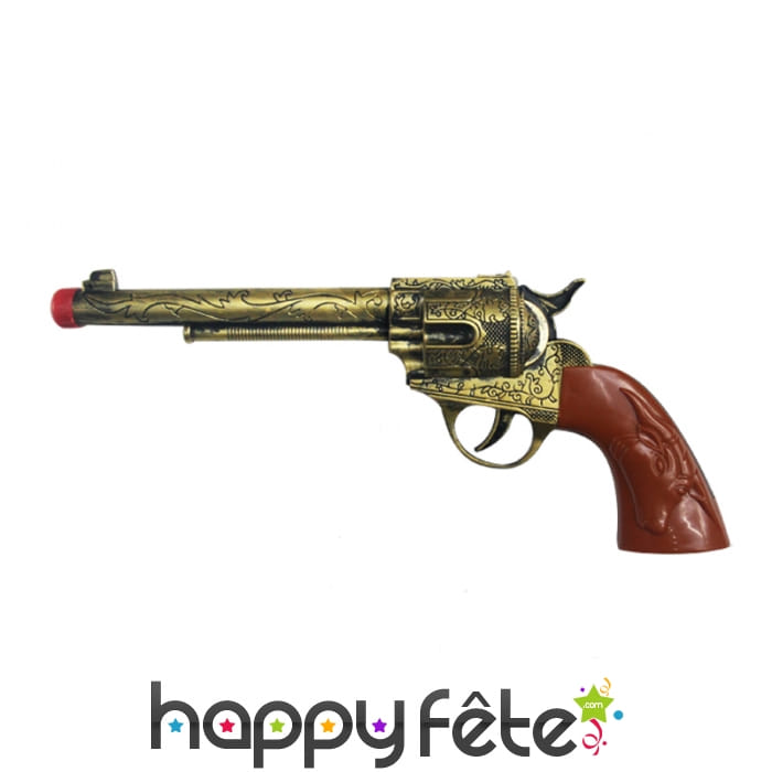 Revolver de cowboy doré en plastique