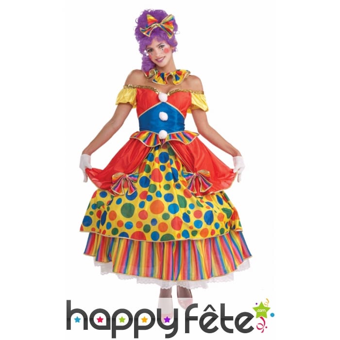 Robe de clown multicolore à pois