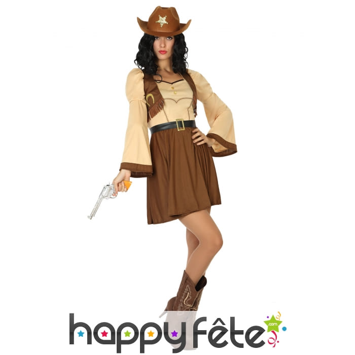 Robe de cowgirl marron beige pour femme
