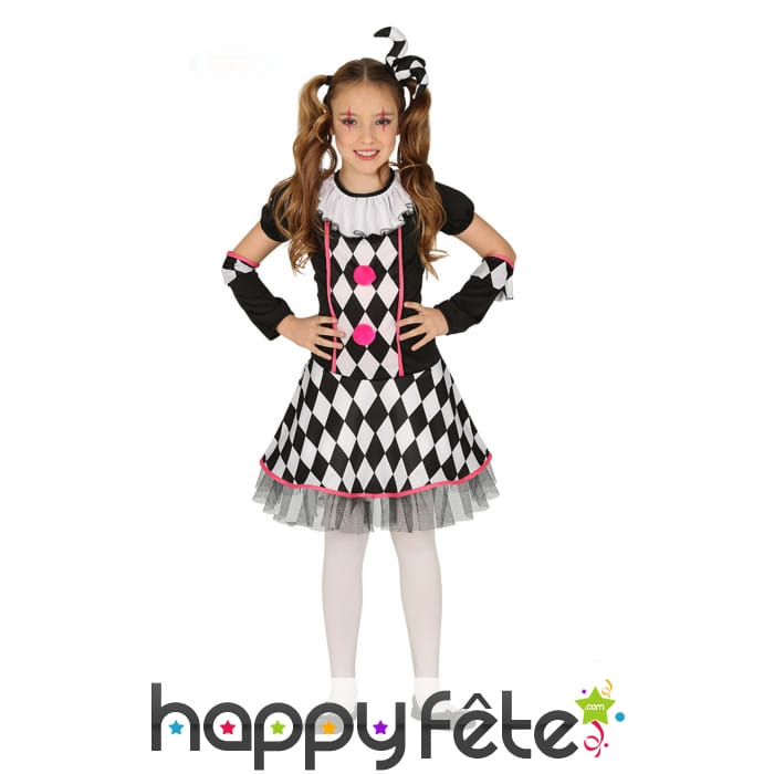 Robe damier d'Arlequin noir et blanc pour fille