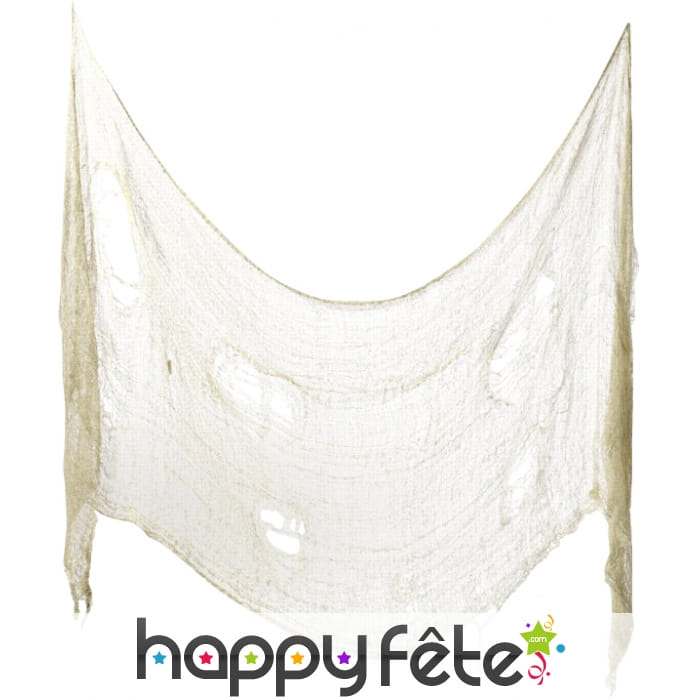 Rideau d'epouvante creme troué