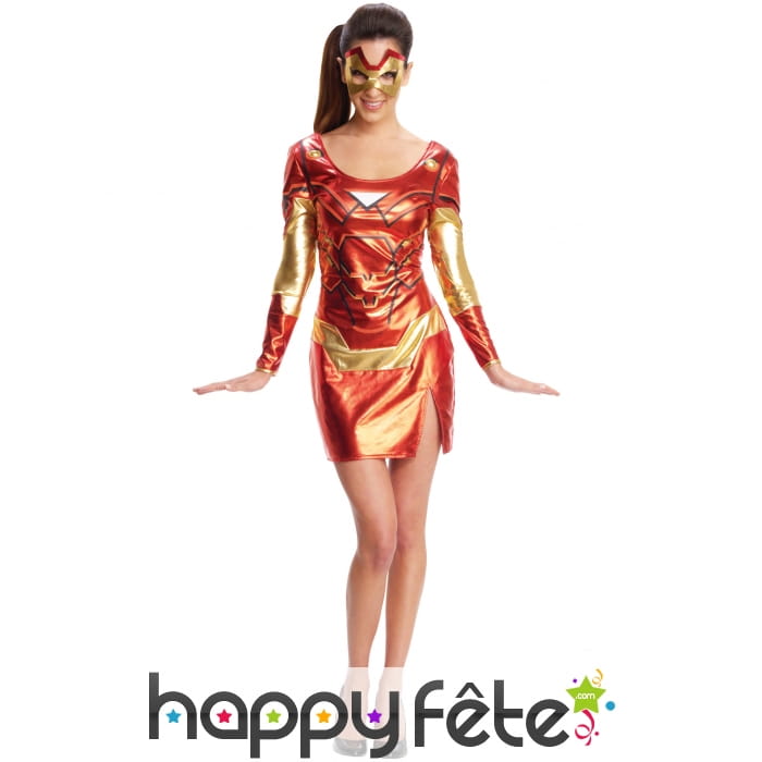Robe de Iron man pour femme avec masque