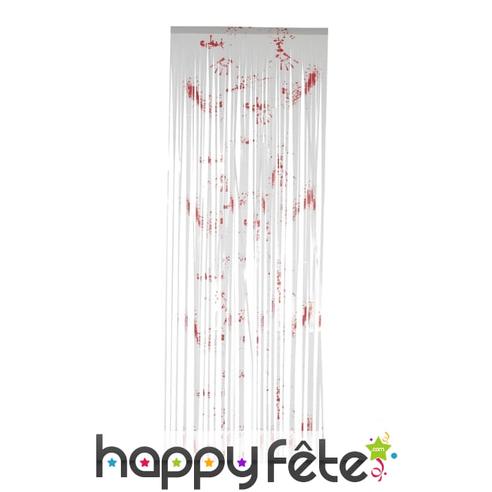 Rideau de lamelles blanc éclaboussé de sang