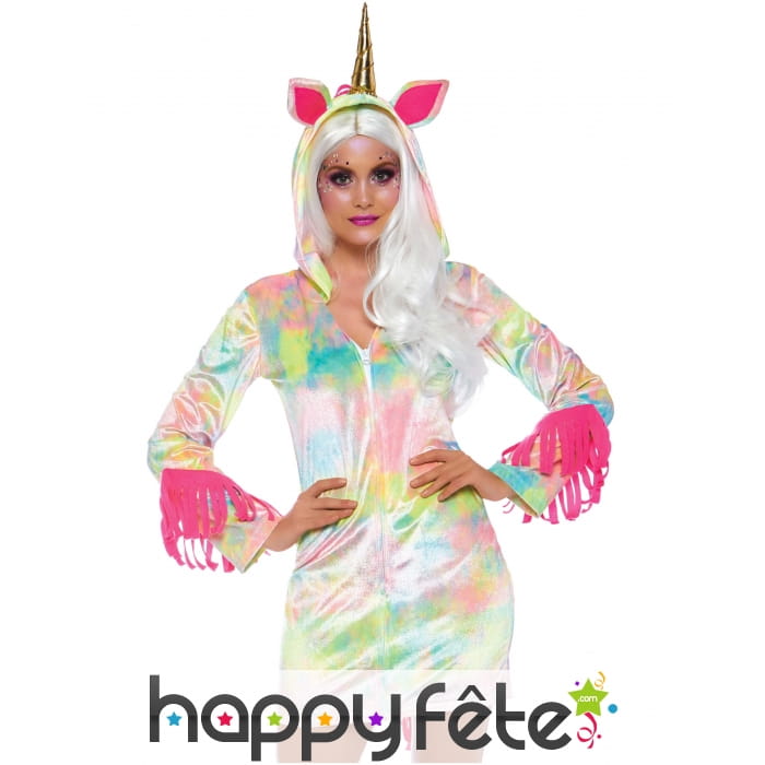Robe de licorne multicolore à capuche pour femme