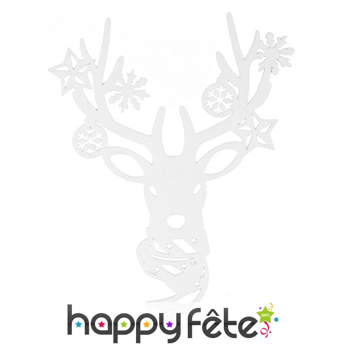 Renne de Noël blanc pour fenêtre de 35cm