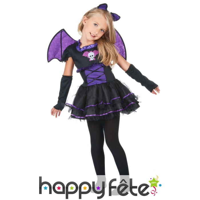 Robe de petite chauve souris noire et violette