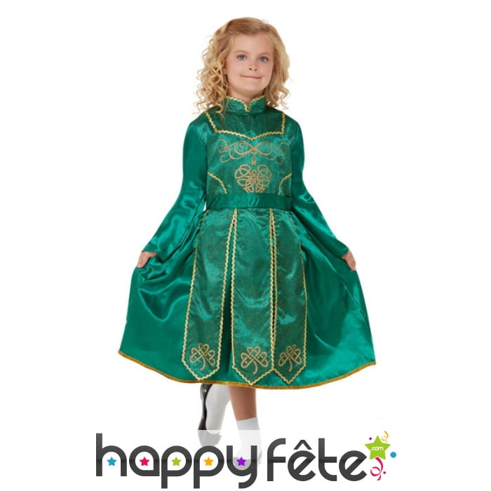 Robe de petite danseuse irlandaise verte